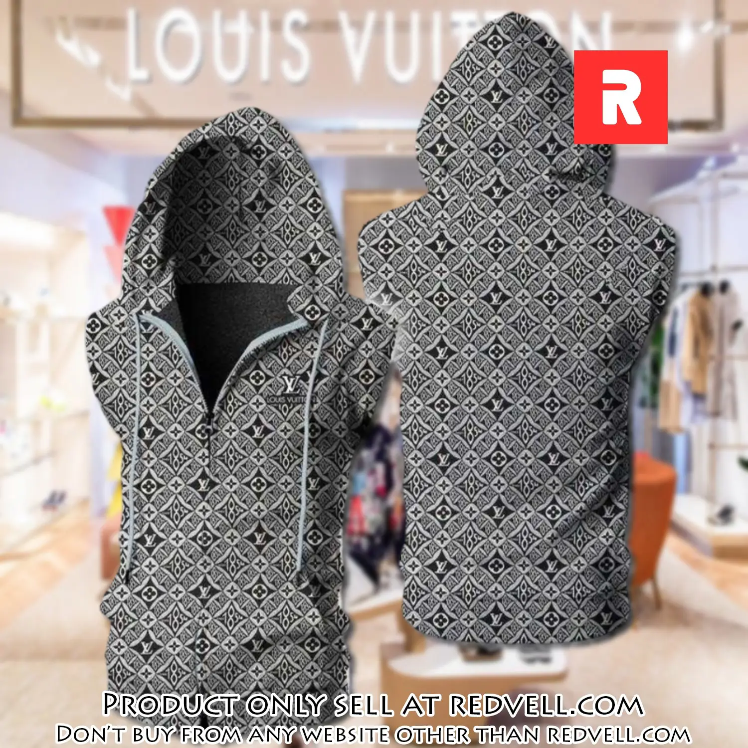 Louis vuitton grey unisex sleeveless zip up hoodie luxury for men women szh015 rv4947749